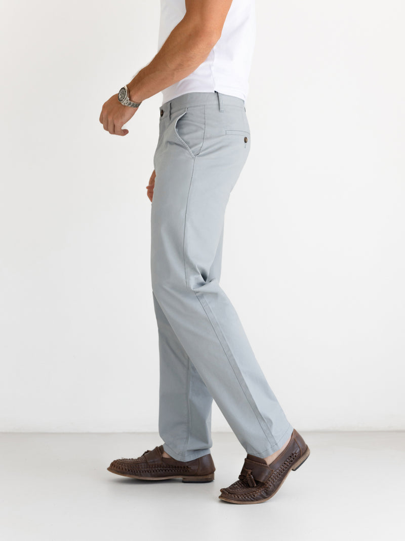 Wide Leg Stretch Chinos - Light Grey