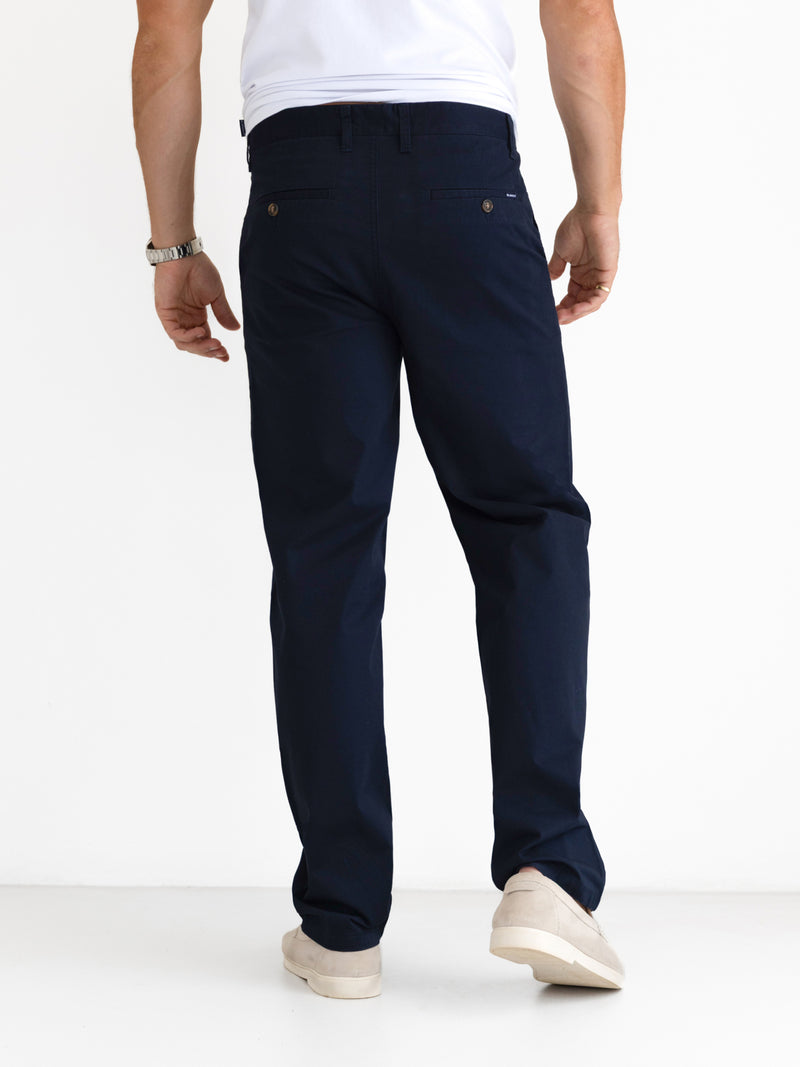 Wide Leg Stretch Chinos - Navy