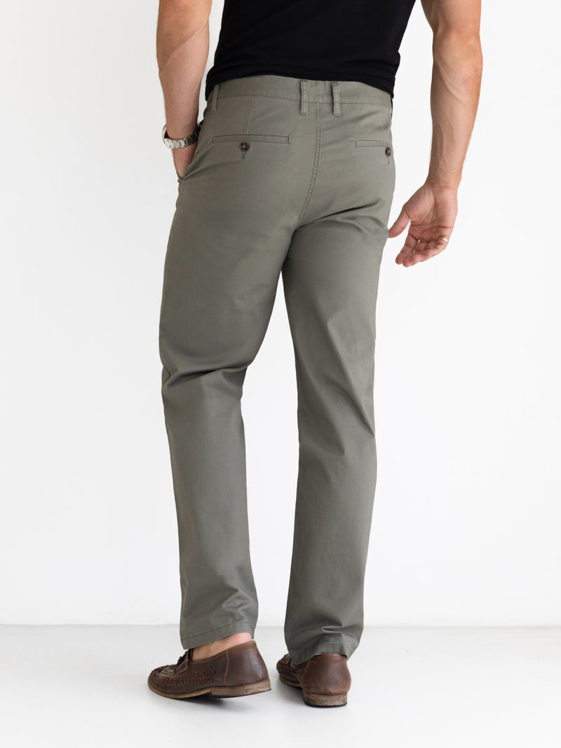 Wide Leg Stretch Chinos - Safari Green