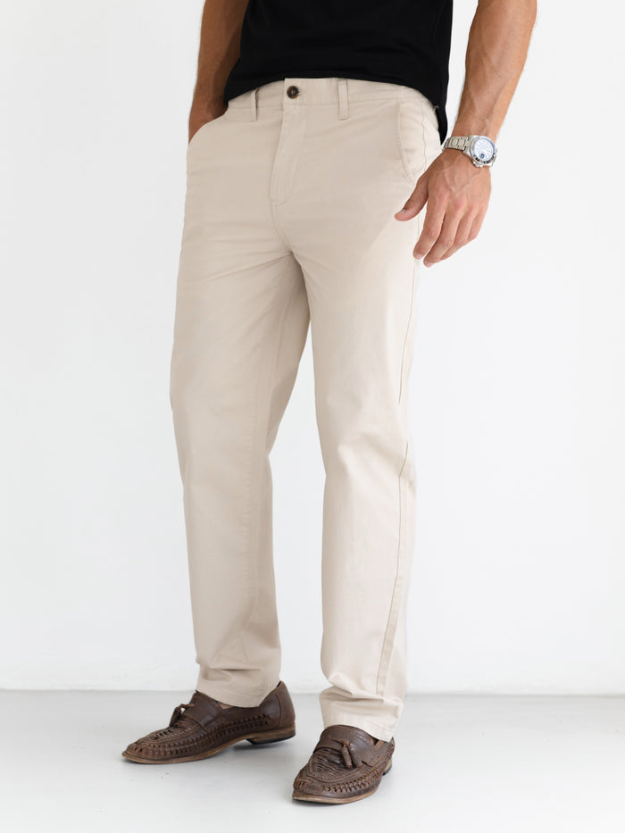Wide Leg Stretch Chinos - Tan