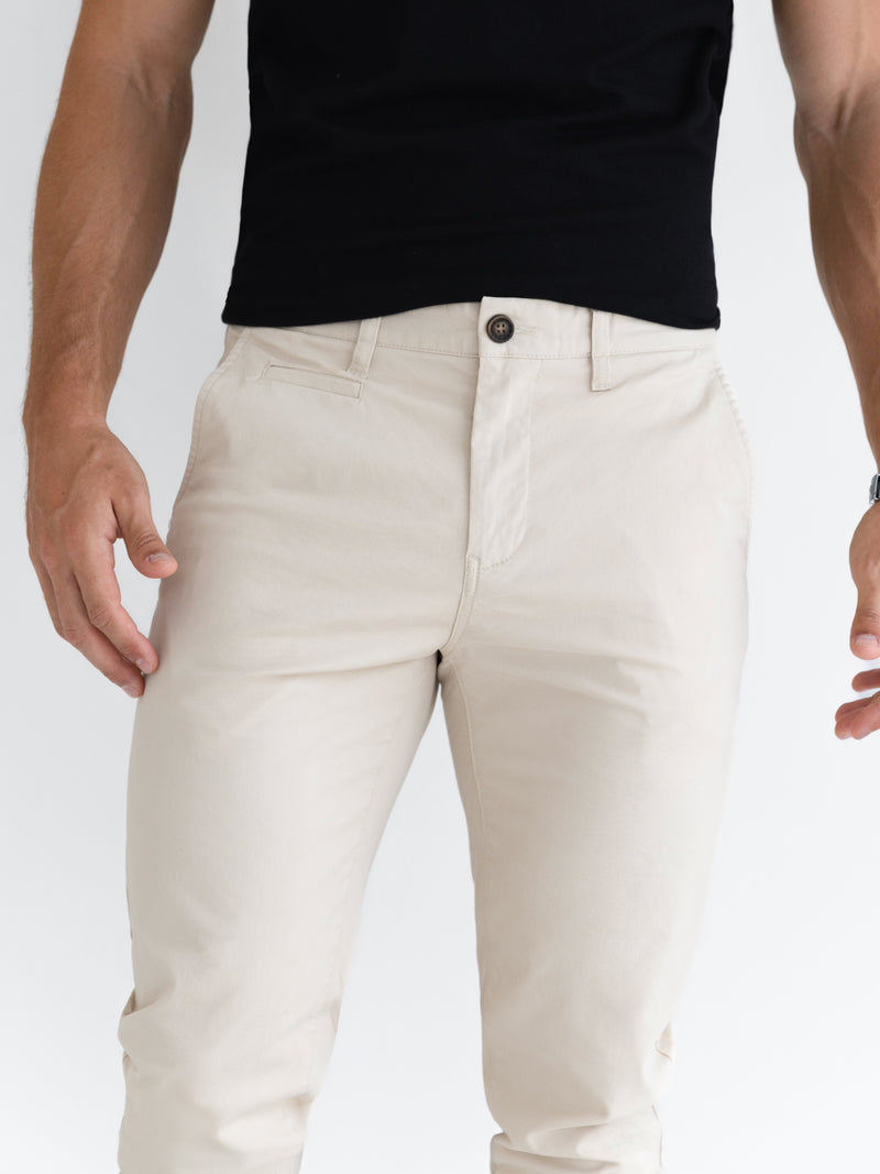 Wide Leg Stretch Chinos - Tan