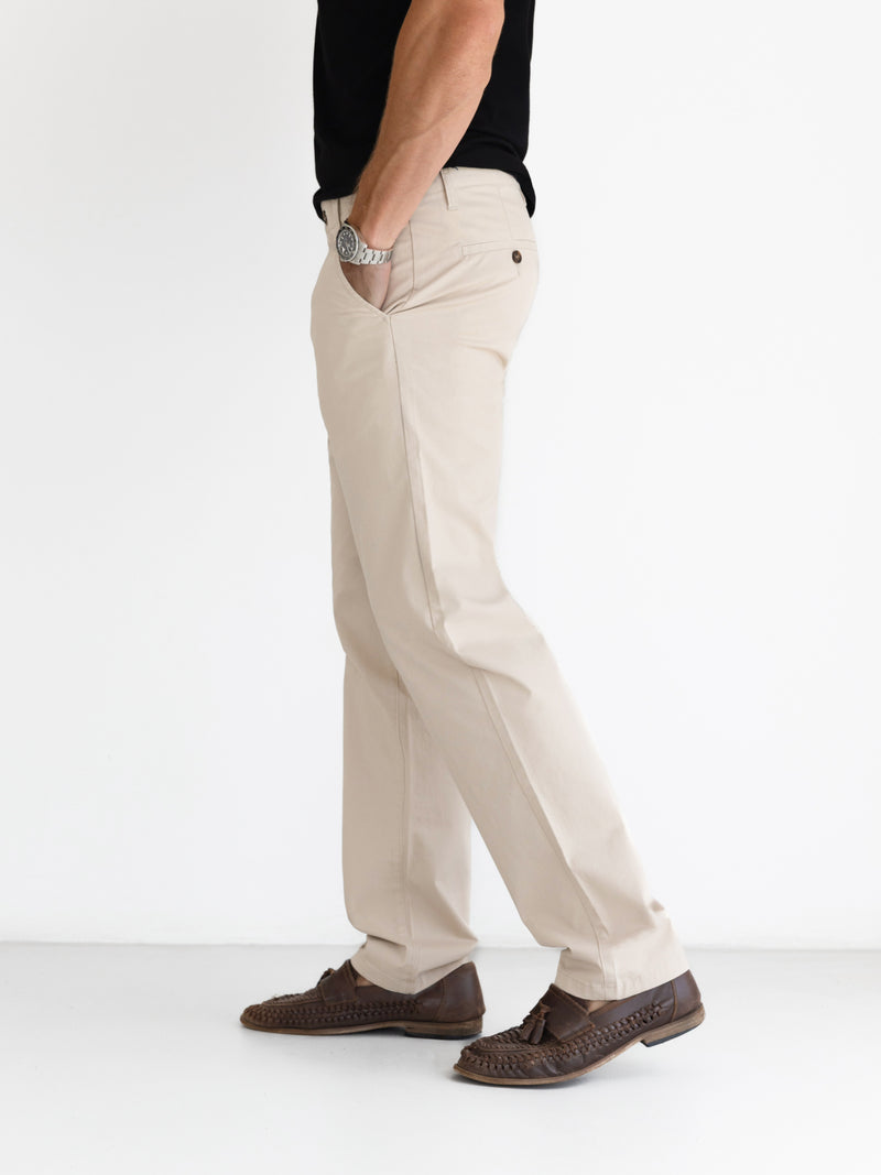 Wide Leg Stretch Chinos - Tan