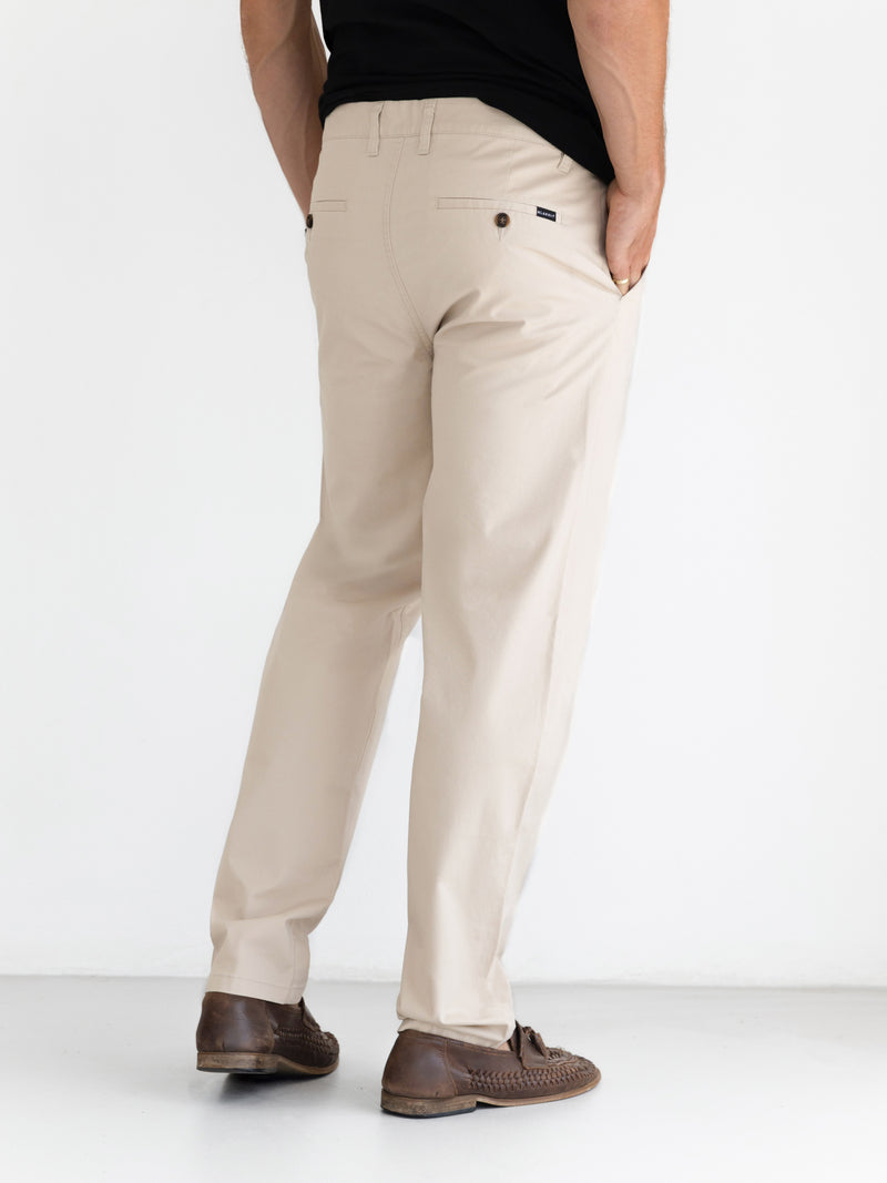 Wide Leg Stretch Chinos - Tan