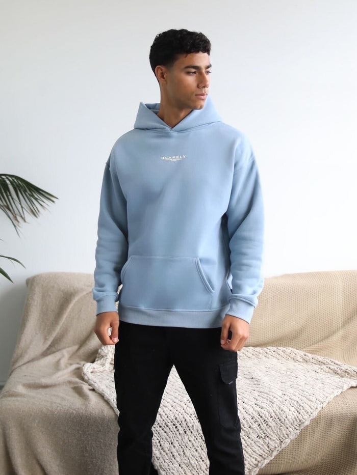 Statement Relaxed Hoodie - Ice Blue