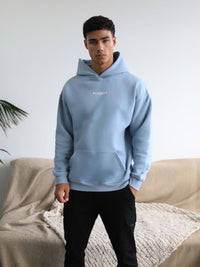 Statement Relaxed Hoodie - Ice Blue