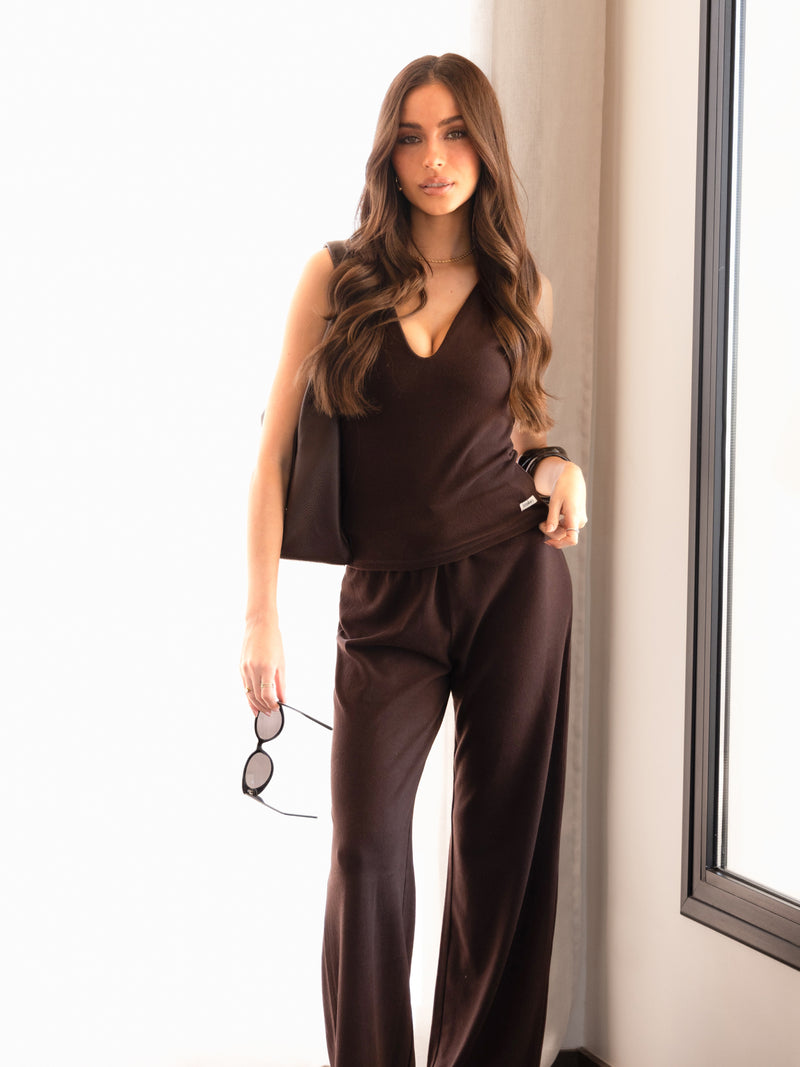Nellie Vest Top - Dark Brown