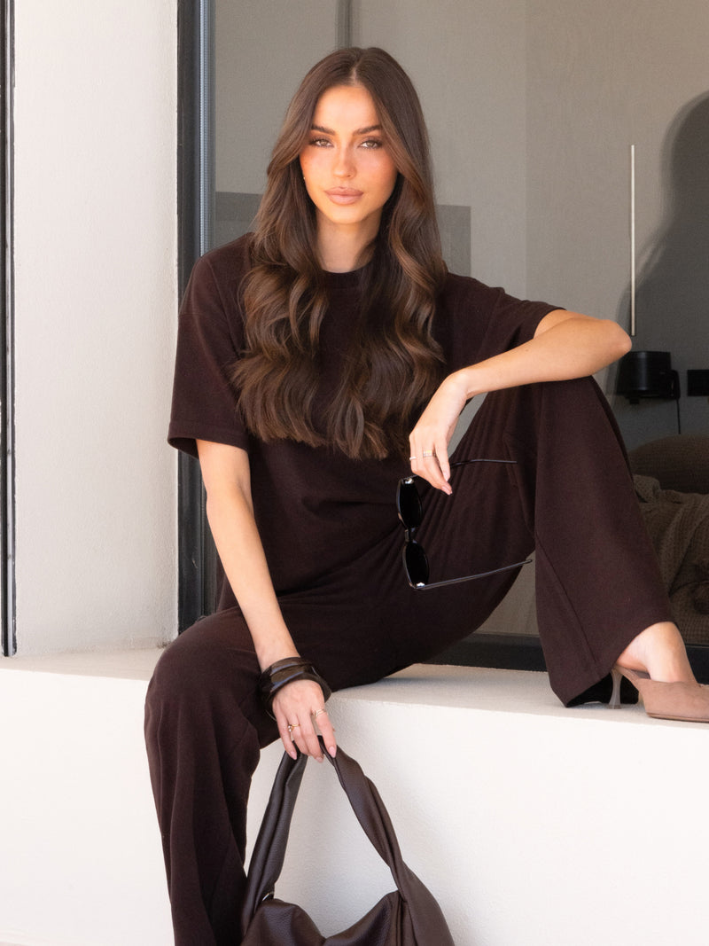 Nellie Oversized T-Shirt - Dark Brown