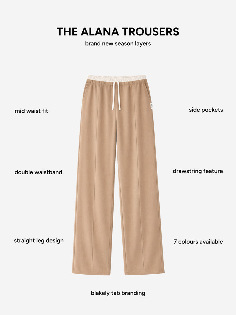 Alana Double Waist Trousers - Tan