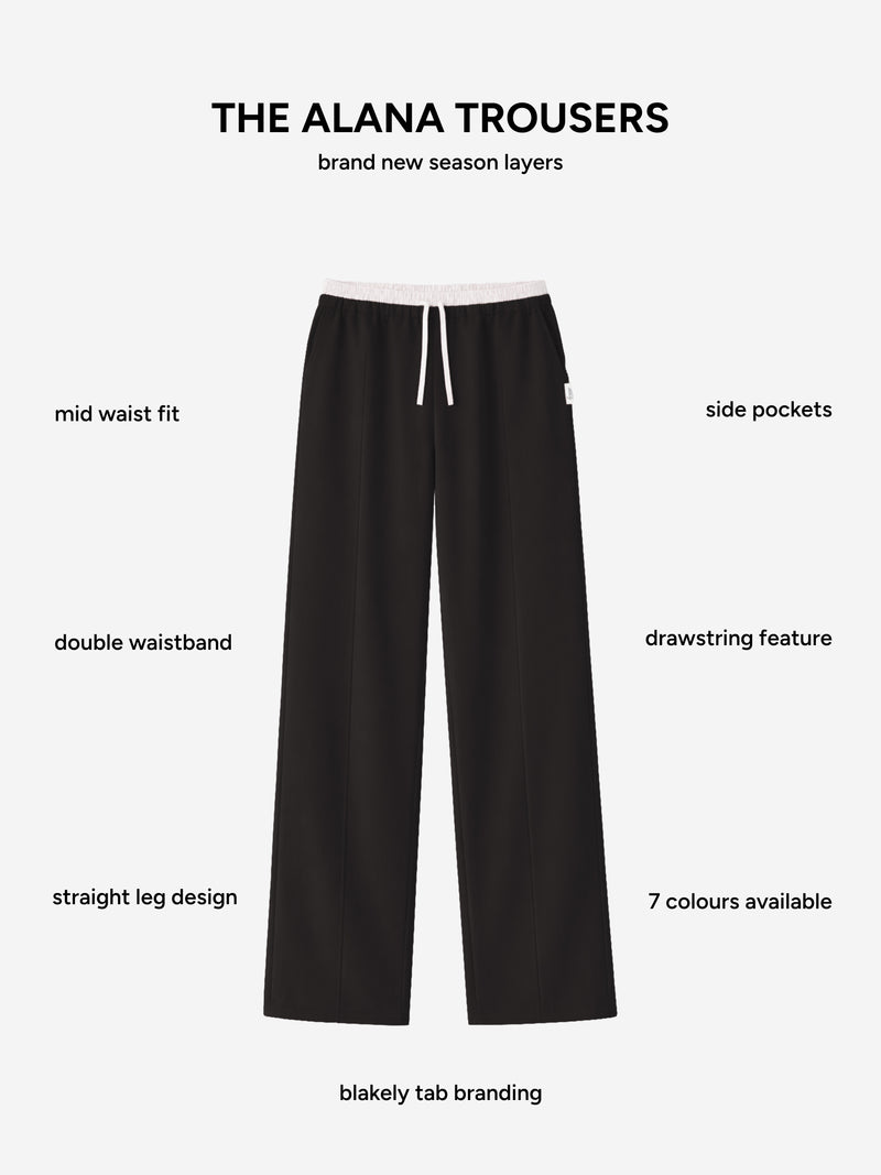 Alana Double Waist Trousers - Black