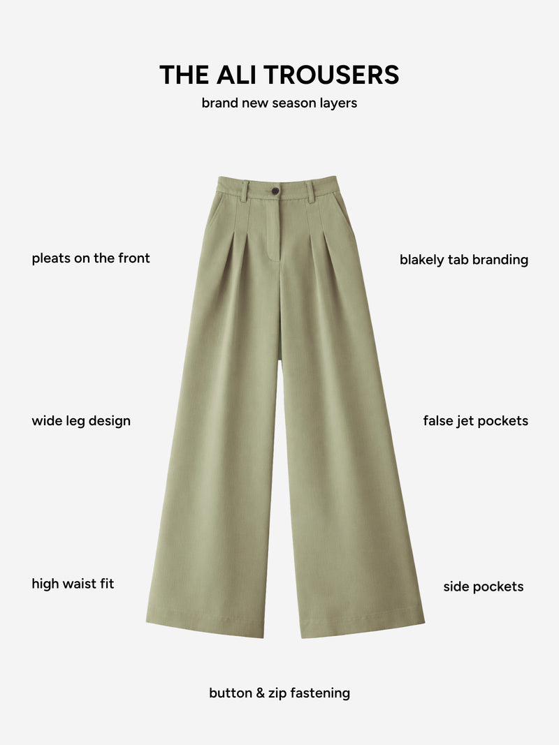 Ali Pleated Trousers - Warm Olive