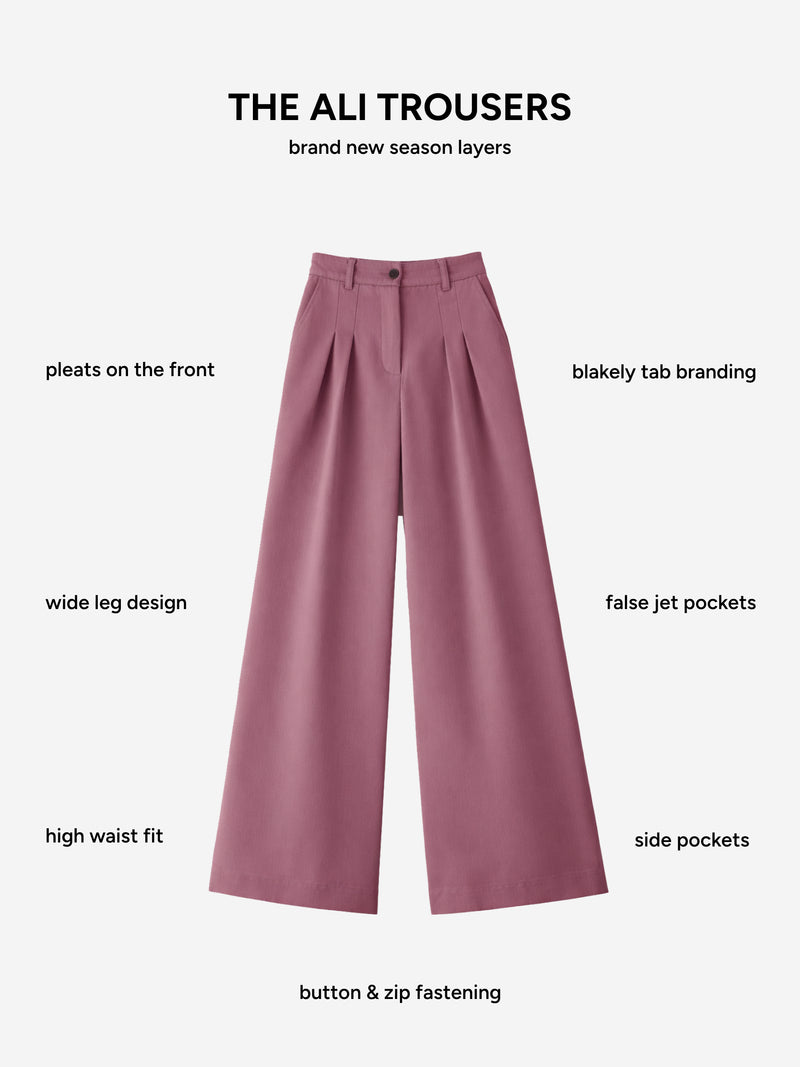 Ali Pleated Trousers - Dusty Rose