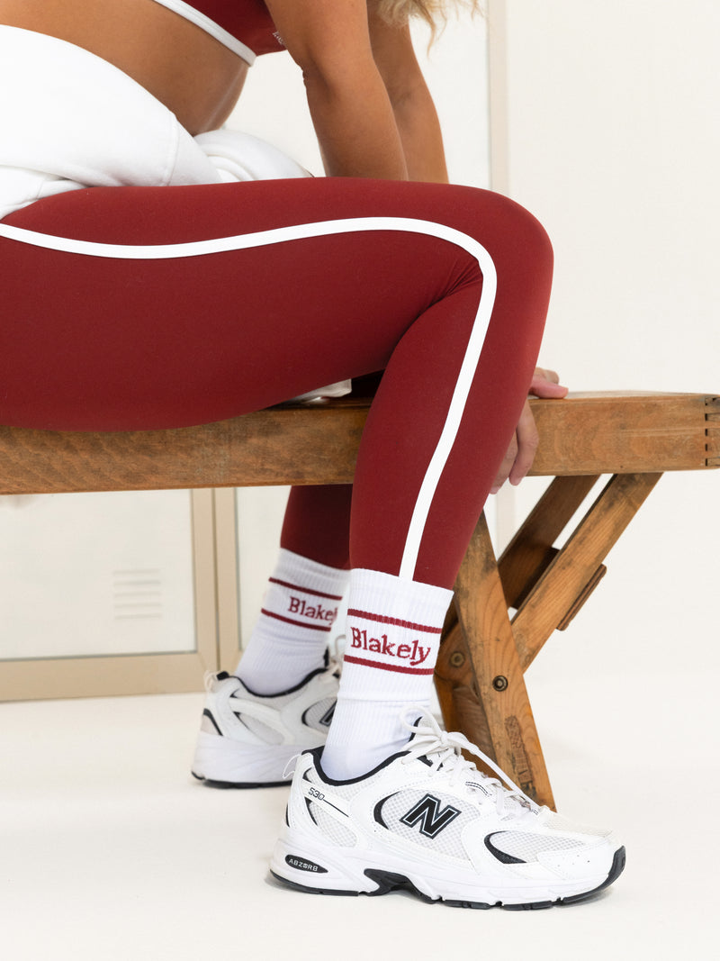 Ines Active Leggings - Maroon Red