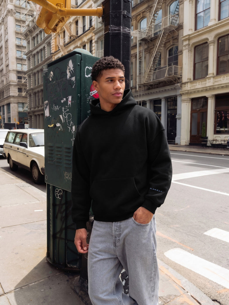 Members Idris Oversized Hoodie - Black & Blue