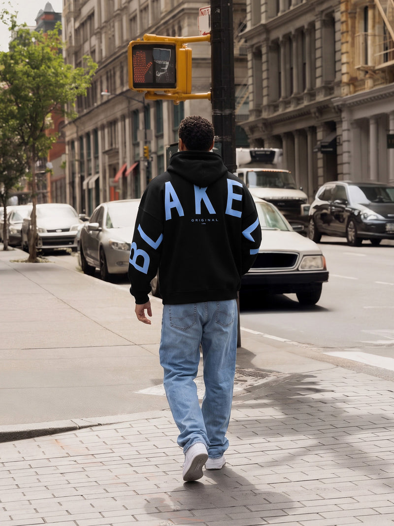Members Idris Oversized Hoodie - Black & Blue