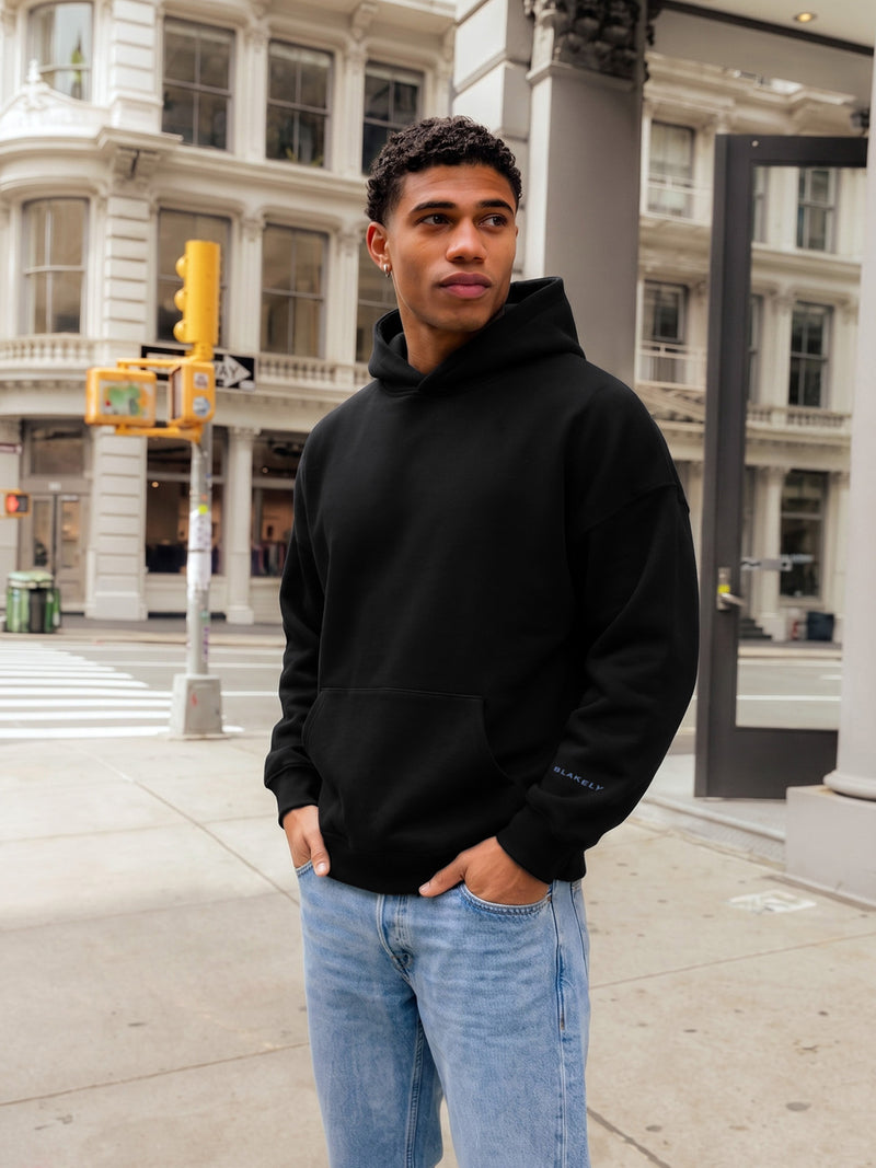 Members Idris Oversized Hoodie - Black & Blue