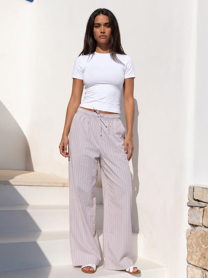 Elodie Stripe Trousers - Light Lilac