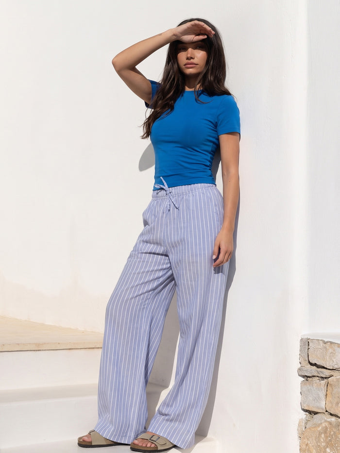Elodie Stripe Trousers - Navy