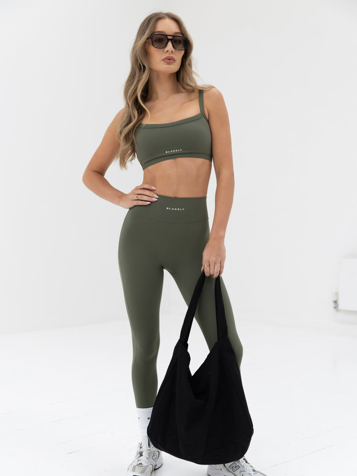 Ultimate Sports Bra & Leggings Set - Khaki Green