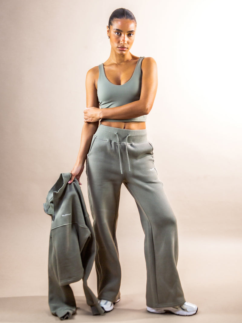 Apex Wide Leg Sweatpants - Safari Green