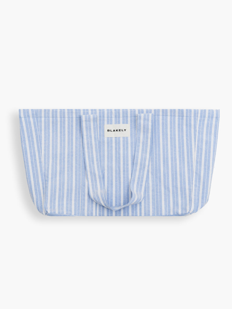 Elena Stripe Tote Bag - Light Blue