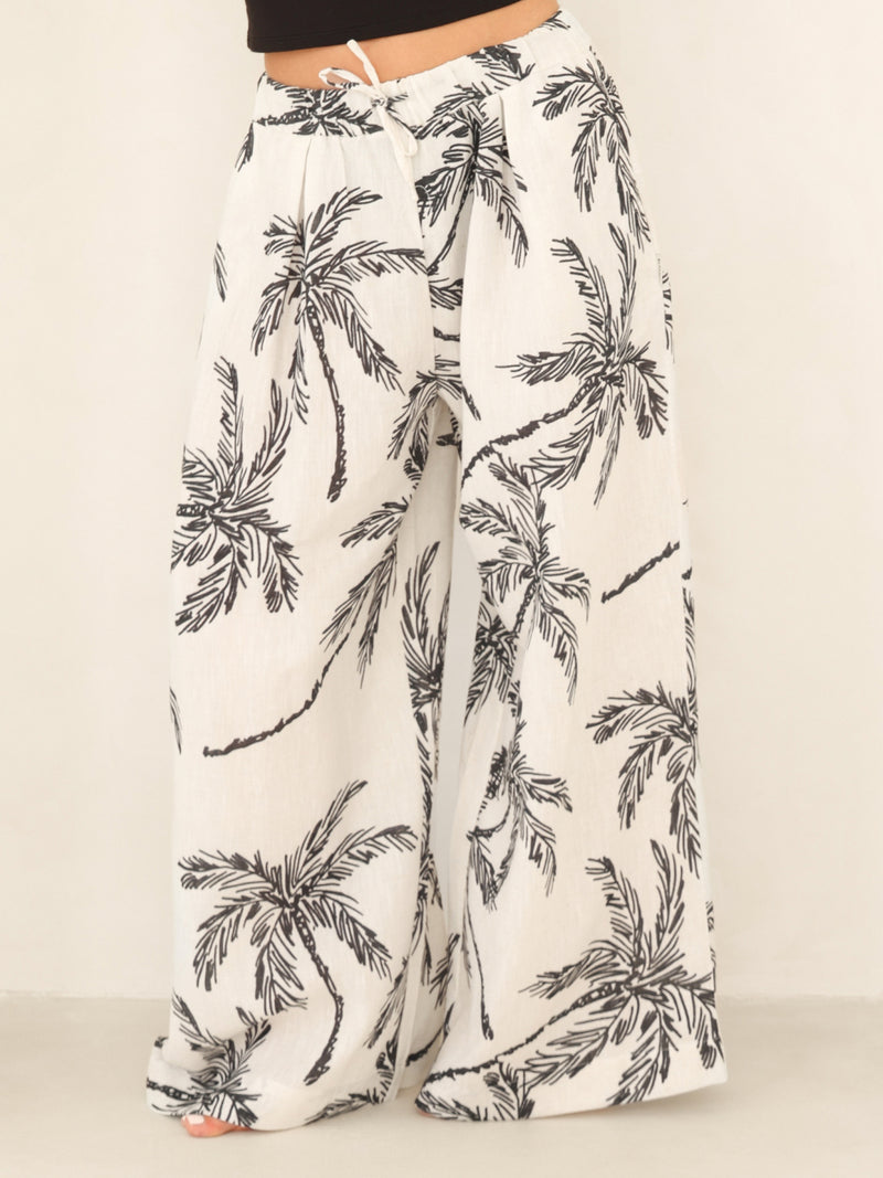 Payton Palm Print Trousers - Palm Print