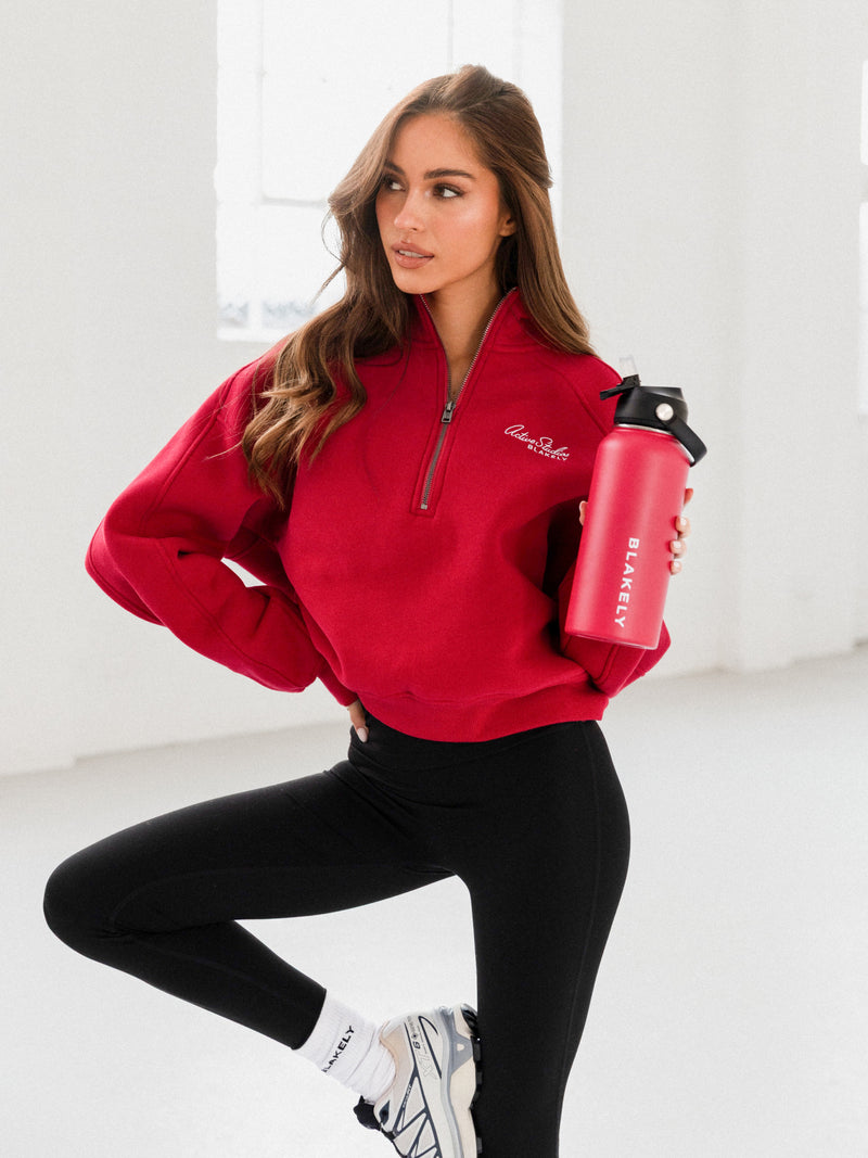 Addie 1/4 Zip Sweater - Cherry Red