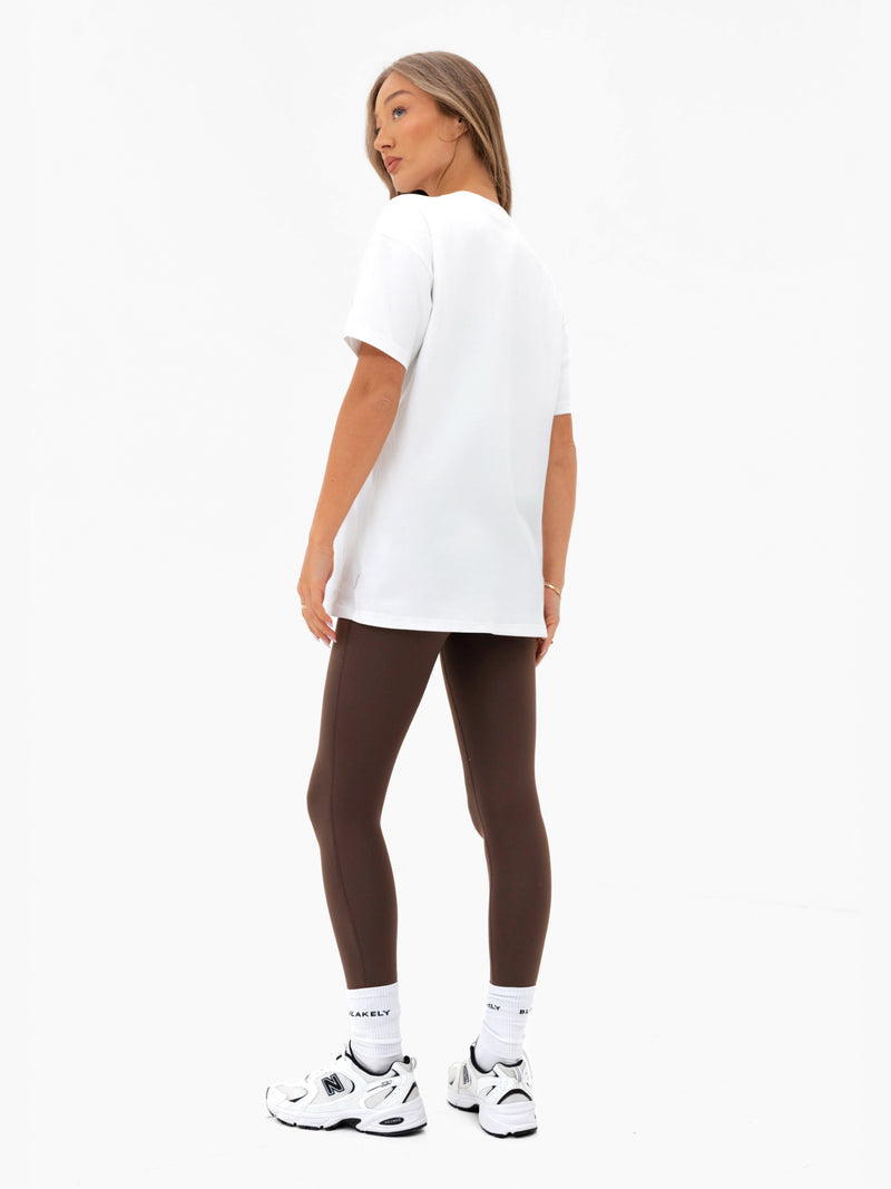 Varsity Oversized T-Shirt - White & Dark Chocolate