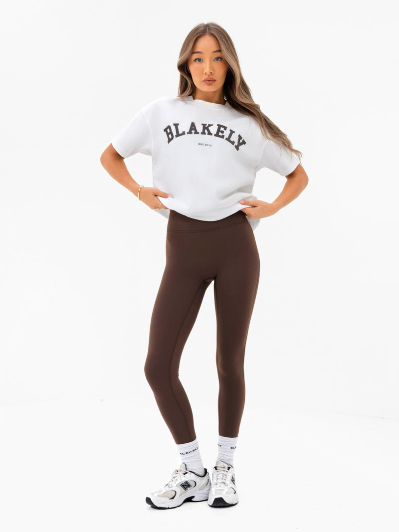 Varsity Oversized T-Shirt - White & Dark Chocolate