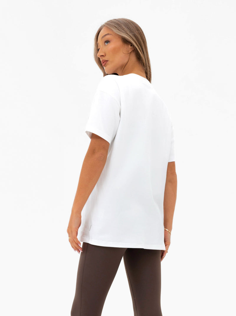 Varsity Oversized T-Shirt - White & Dark Chocolate