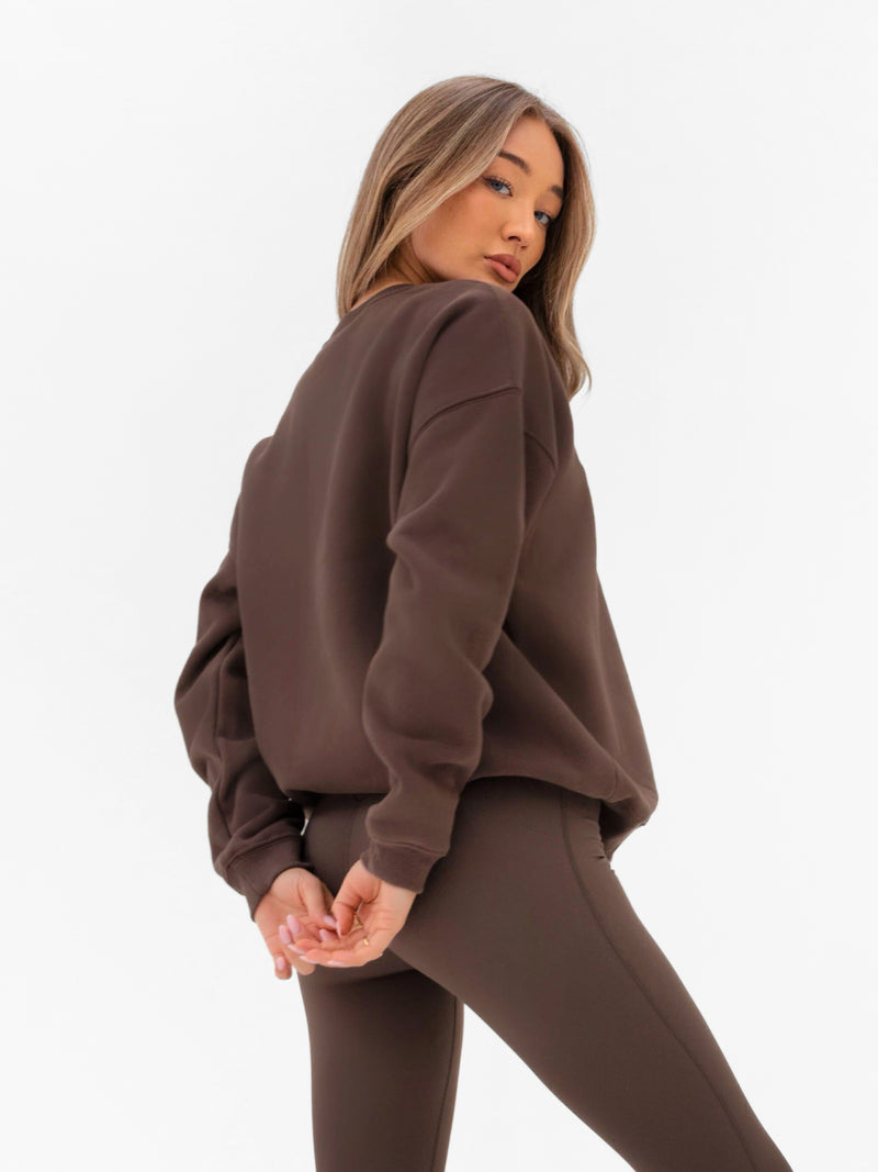 Varsity Oversized Sweater - Dark Chocolate