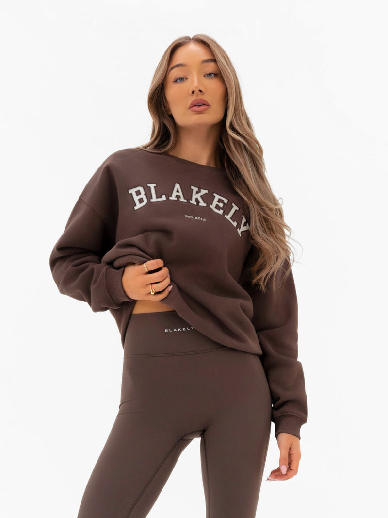 Varsity Oversized Sweater - Dark Chocolate