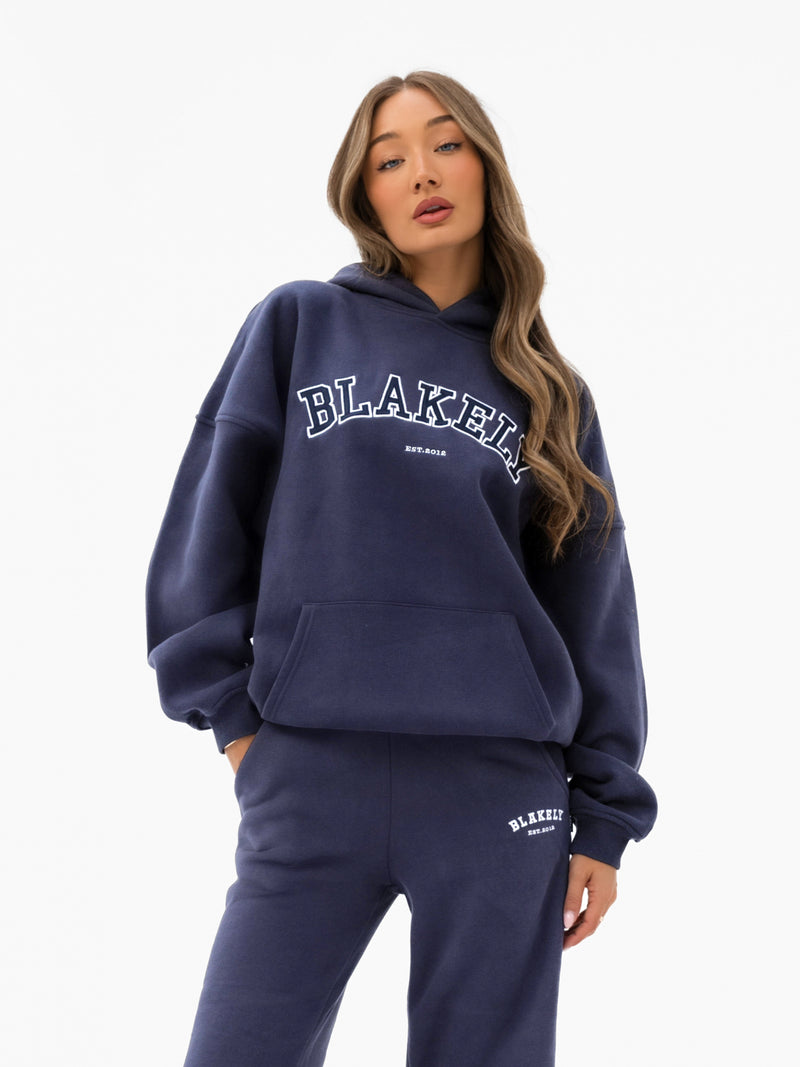 Varsity Oversized Hoodie - True Navy