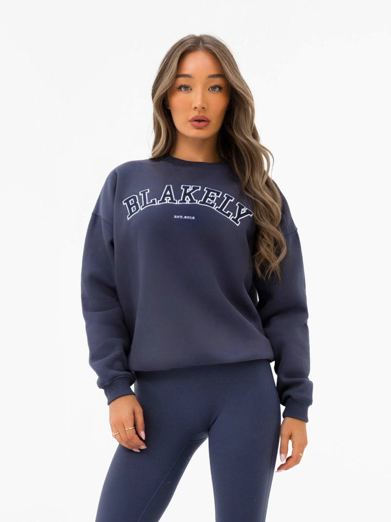 Varsity Oversized Sweater - True Navy