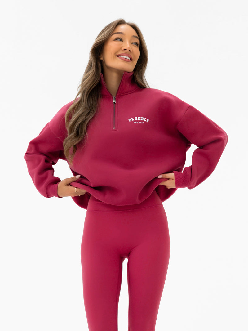 Heritage 1/4 Zip Sweater - Deep Pink