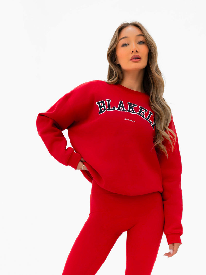 Varsity Oversized Sweater - Chili Red