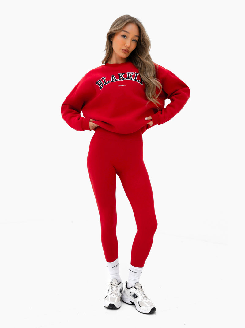 Varsity Oversized Sweater - Chili Red