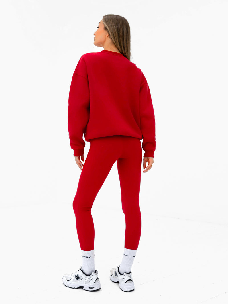 Varsity Oversized Sweater - Chili Red