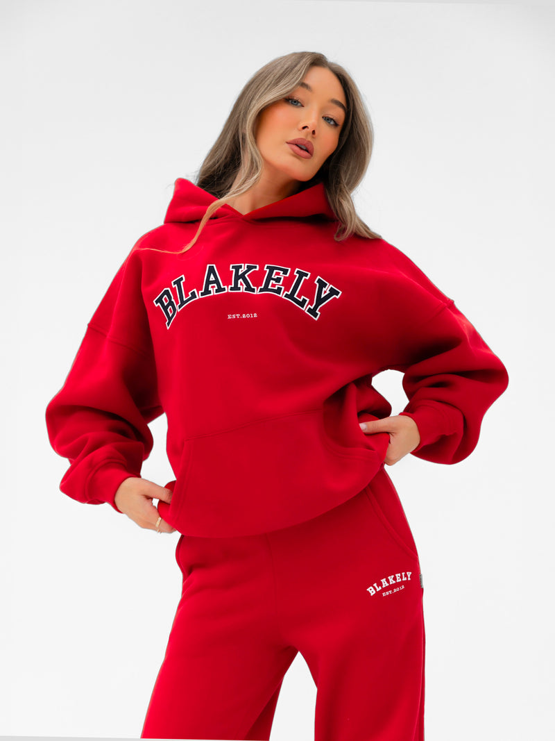 Varsity Oversized Hoodie - Chili Red