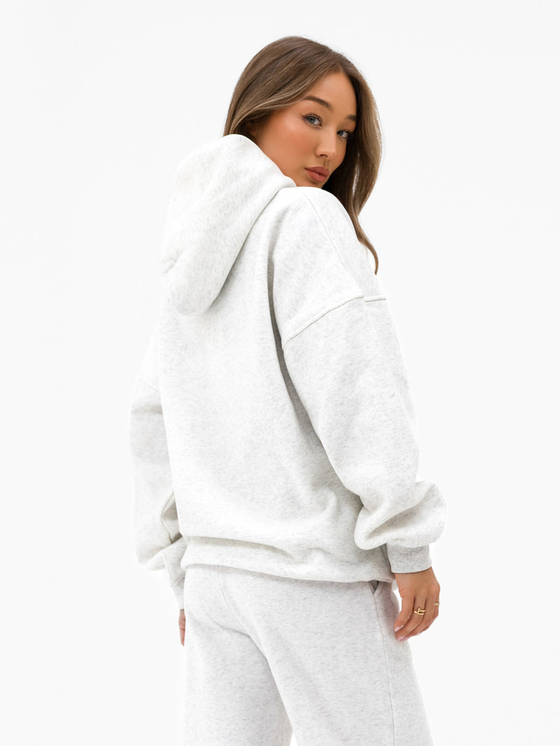 Varsity Oversized Hoodie - Marl White & Chili Red