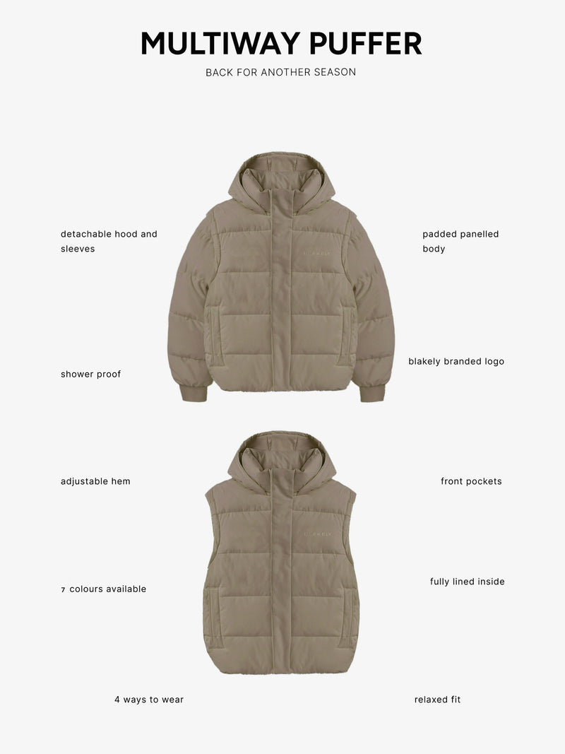 Multiway Puffer Coat 2 - Light Brown