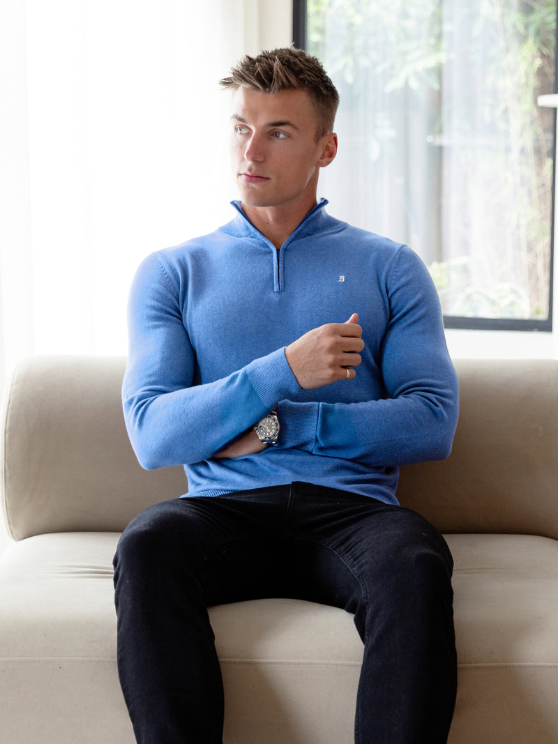 Oxbridge 1/4 Zip Sweater - Blue