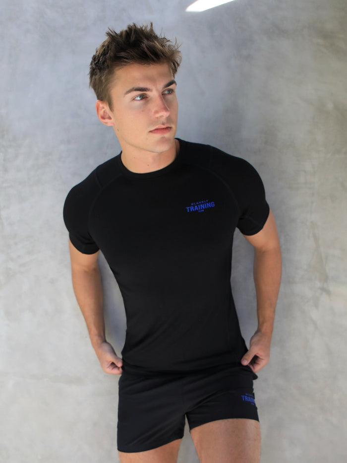 Slim Training T-Shirt - Black & Blue