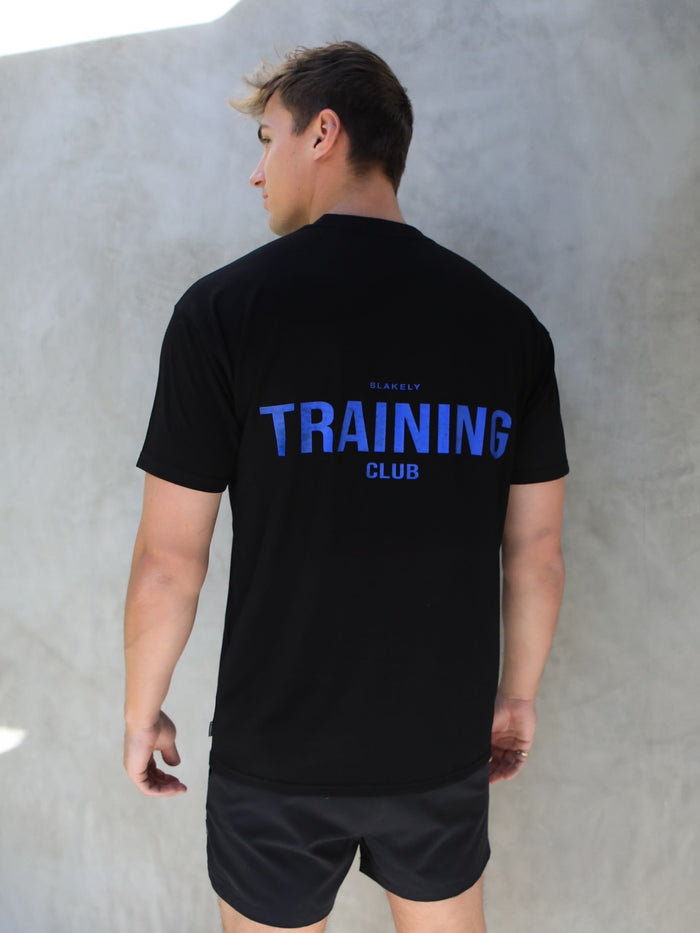 Relaxed Training T-Shirt - Black and Blue