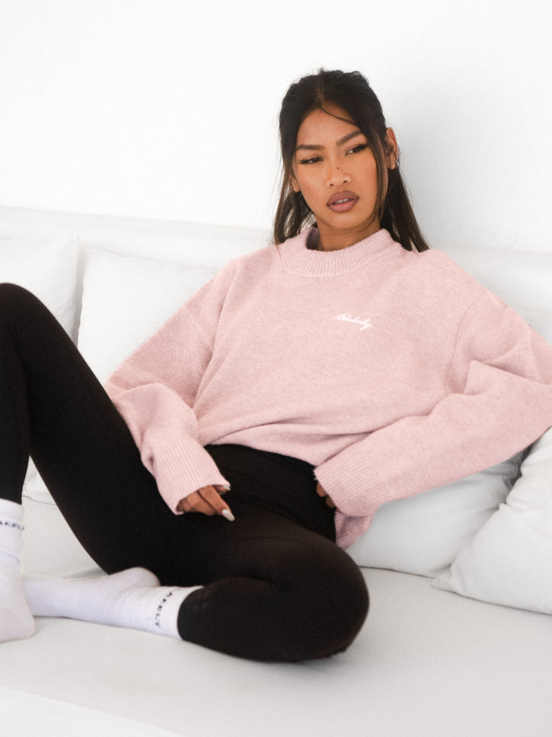 Oversized Knitted Sweater - Marshmallow Pink