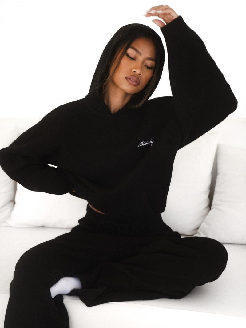 Oversized Knitted Hoodie - Black