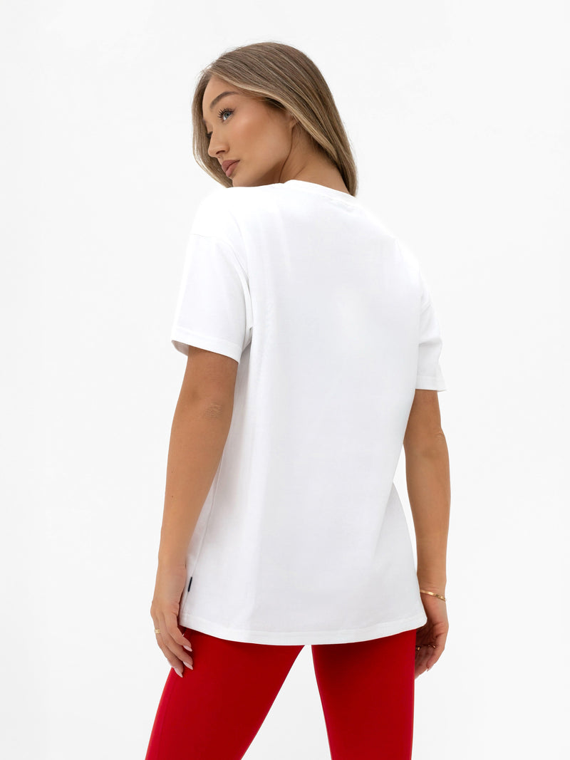 Varsity Oversized T-Shirt - White & Chili Red