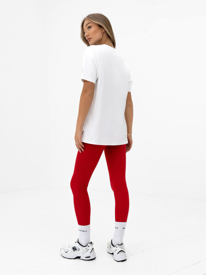 Varsity Oversized T-Shirt - White & Chili Red