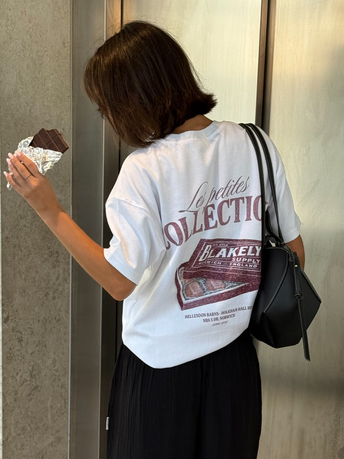Cece Chocolate Print Oversized T-Shirt - White & Brown