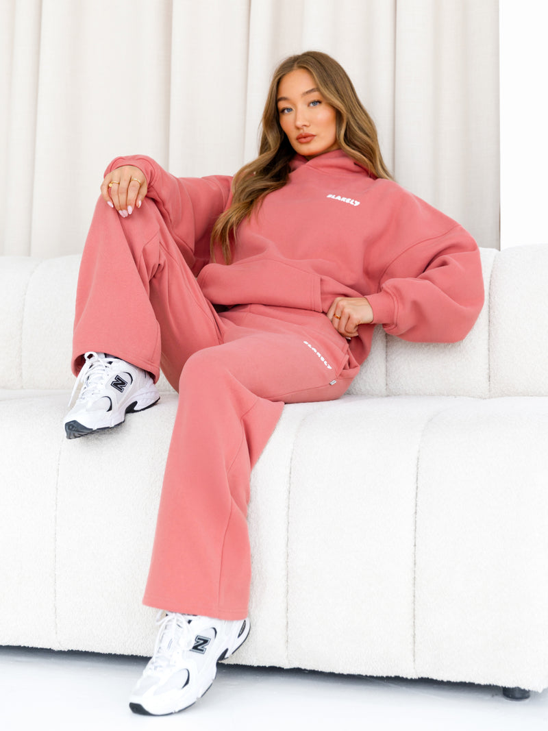 Cloud Print Oversized Hoodie - Sunrise Coral