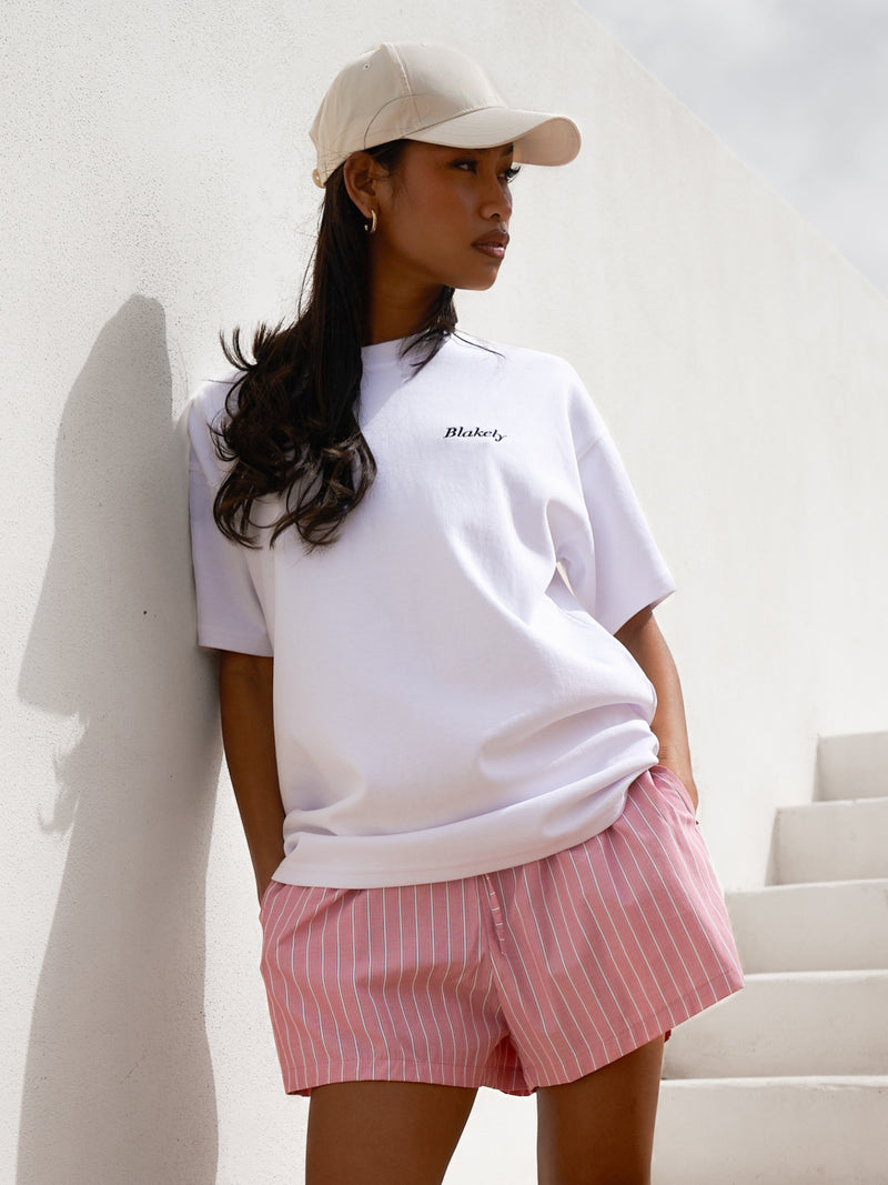 Callie Cherry Oversized T-Shirt - White